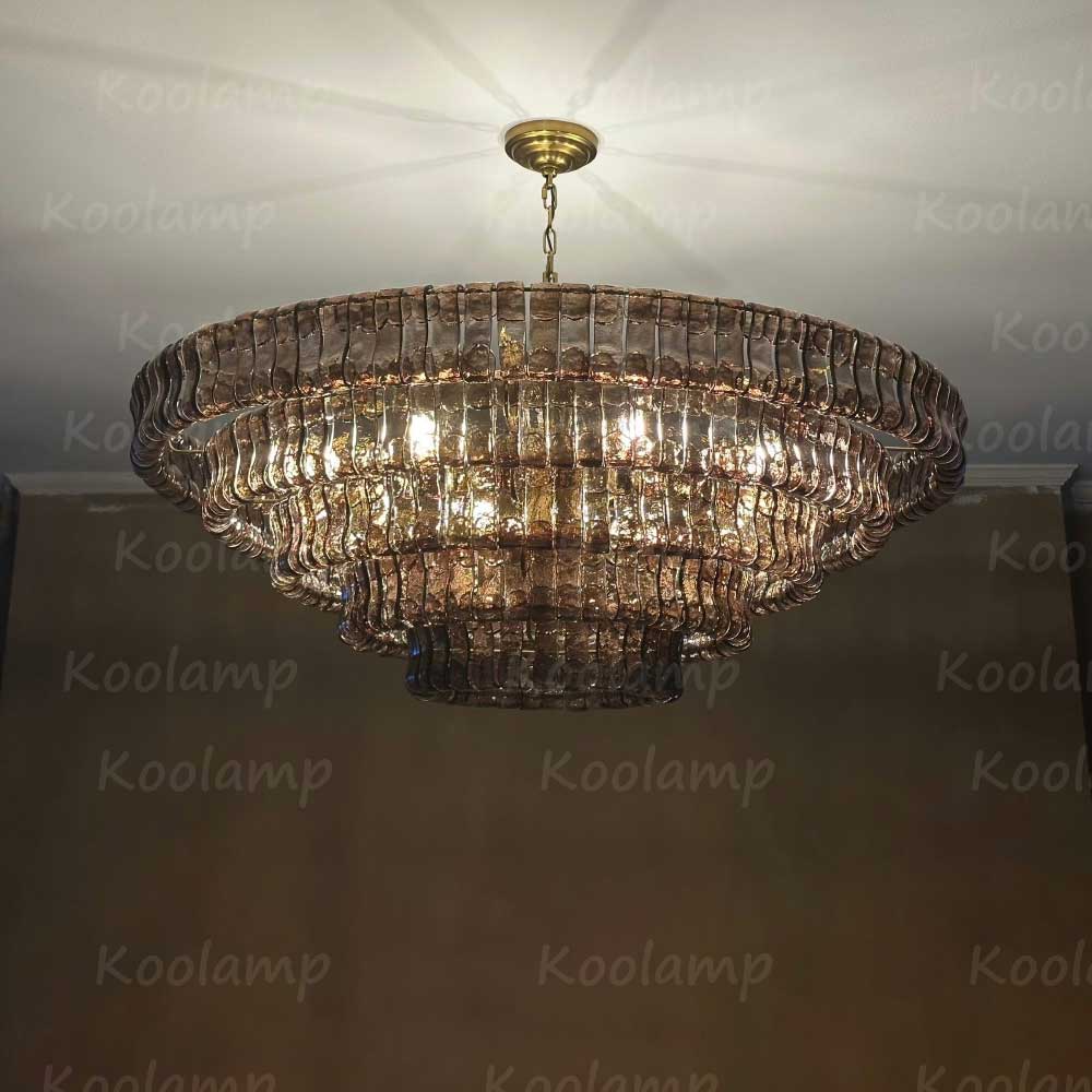 KL Ghiaccios Round Glass Chandelier 36" 48"