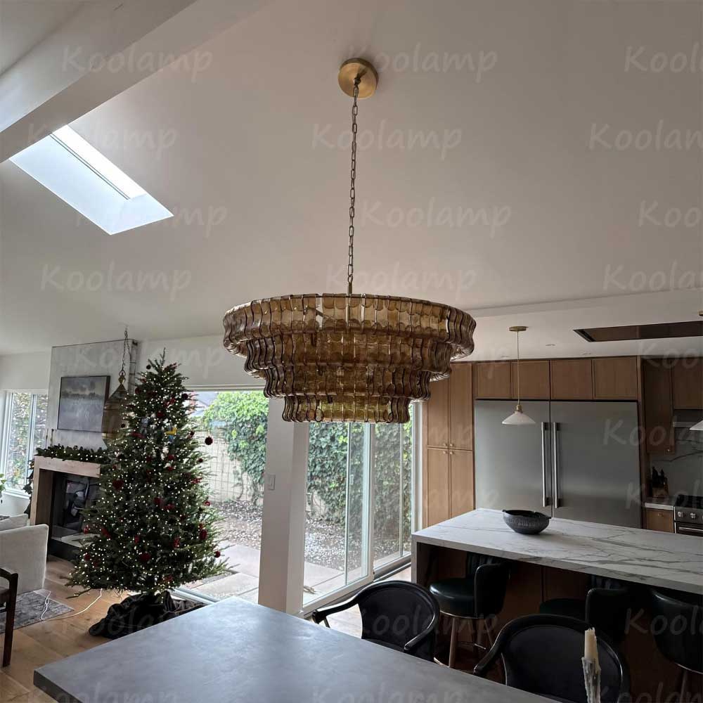 KL Ghiaccios Round Glass Chandelier 36" 48"