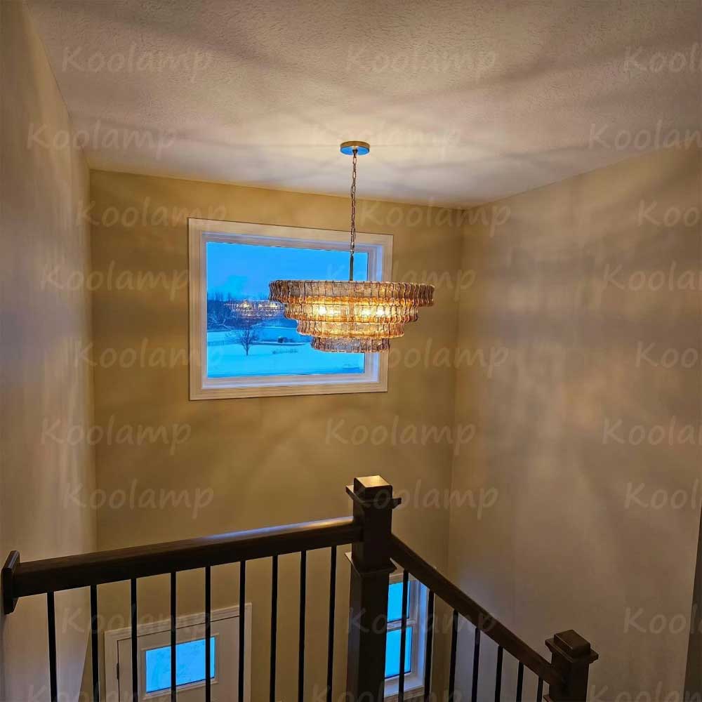 KL Ghiaccios Round Glass Chandelier 36" 48"