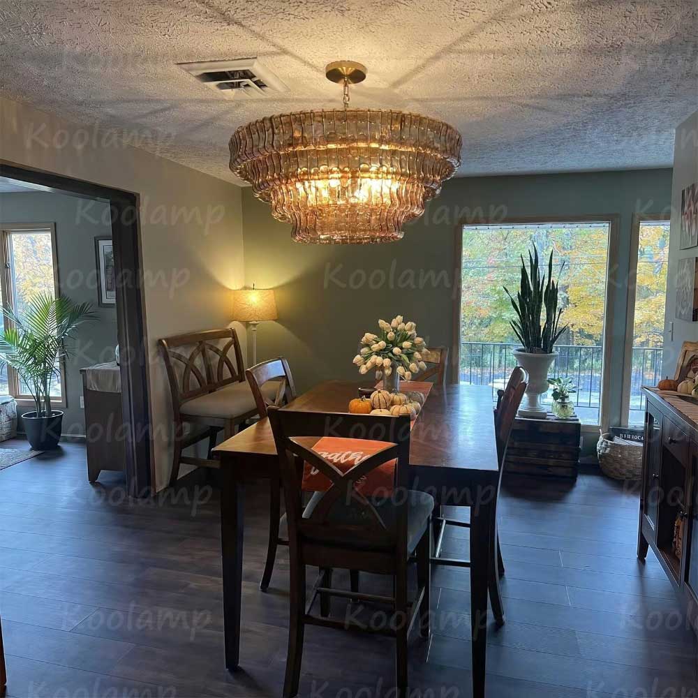 KL Ghiaccios Round Glass Chandelier 36" 48"