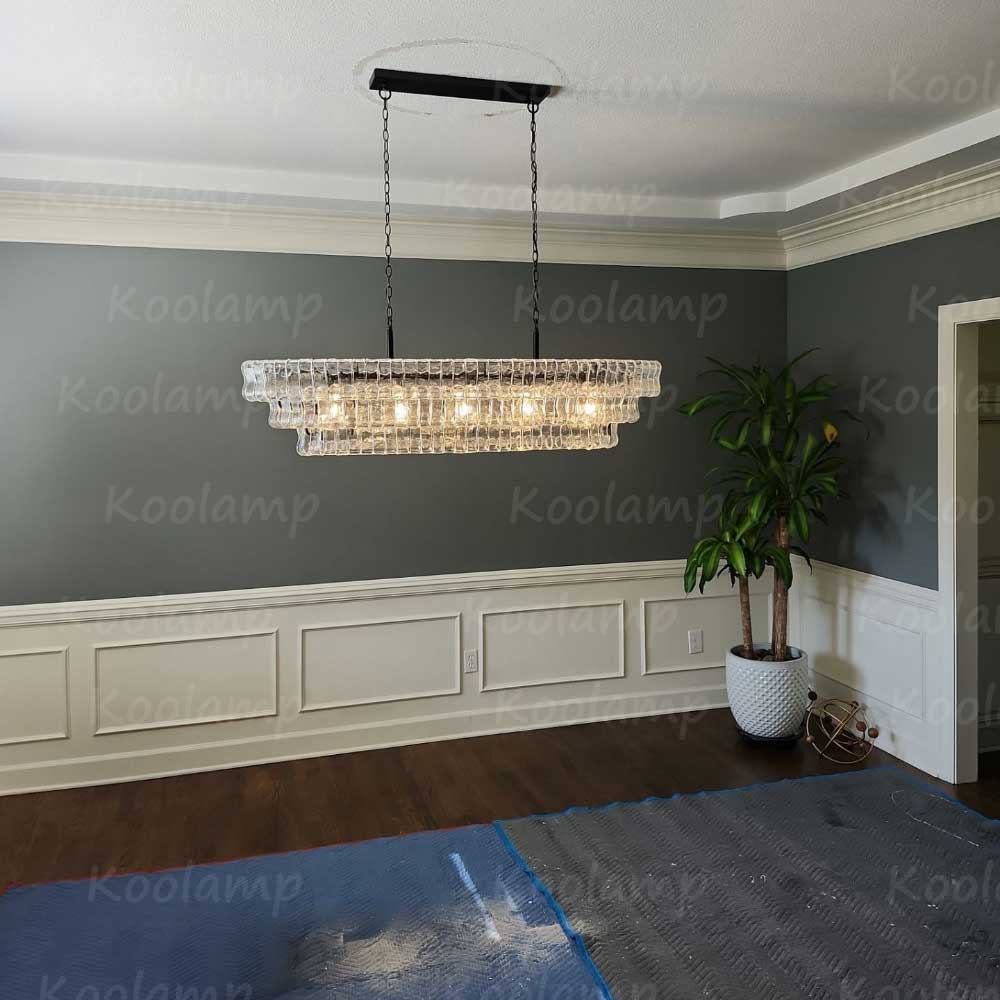 KL Ghiaccios Glass Oval Chandelier 54" 65"