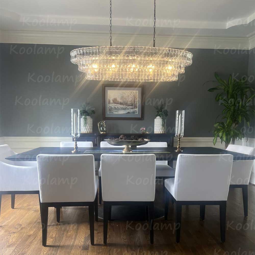 KL Ghiaccios Glass Oval Chandelier 54" 65"