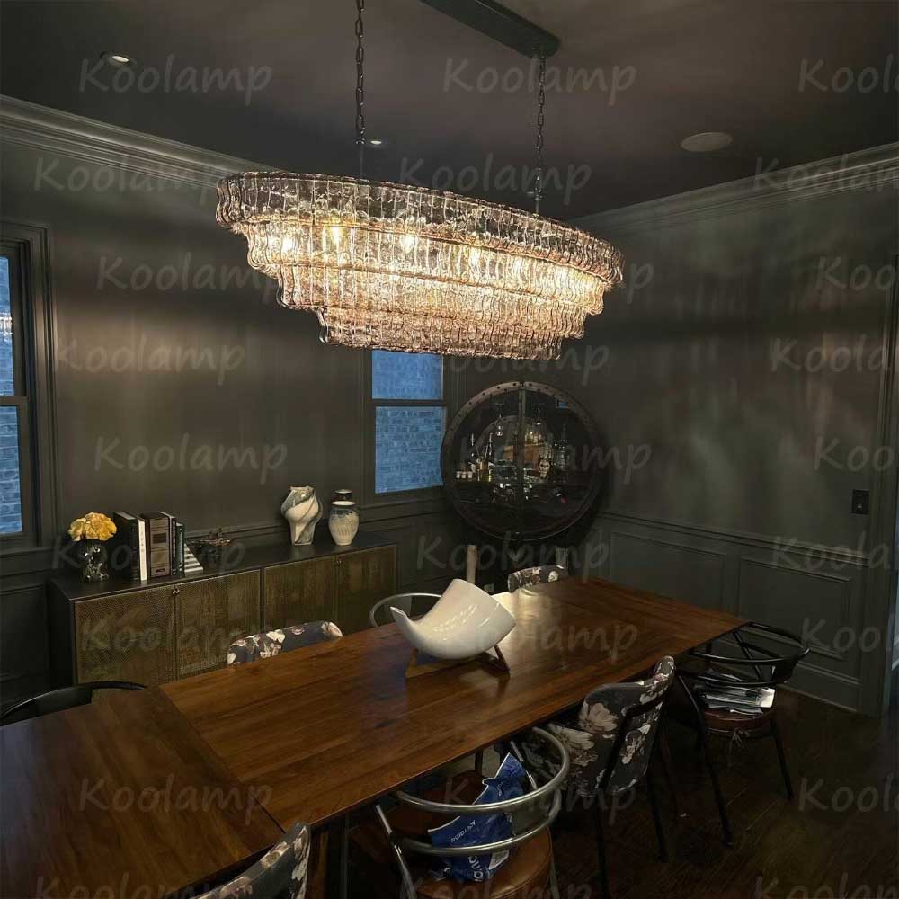 KL Ghiaccios Glass Oval Chandelier 54" 65"