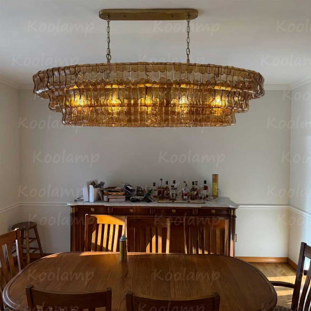 KL Ghiaccios Glass Oval Chandelier 54" 65"