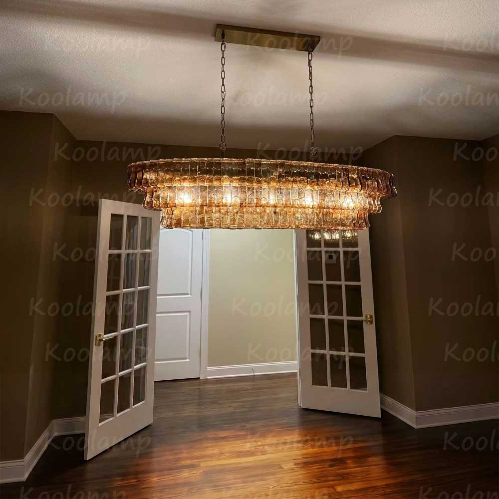KL Ghiaccios Glass Oval Chandelier 54" 65"