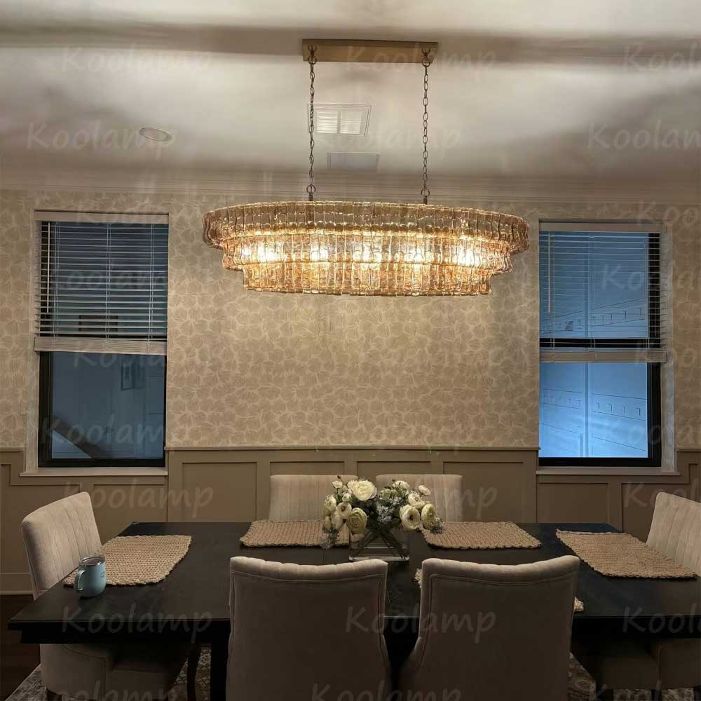 KL Ghiaccios Glass Oval Chandelier 54" 65"