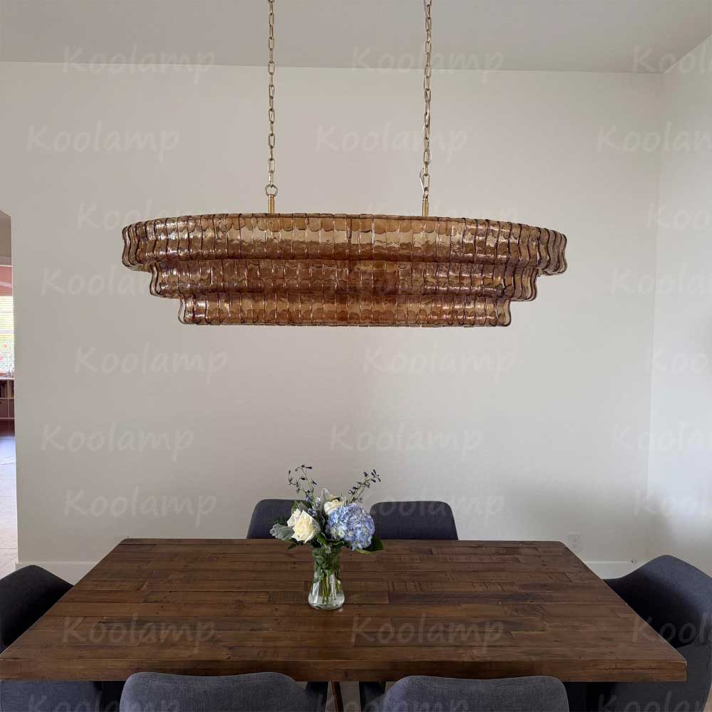 KL Ghiaccios Glass Oval Chandelier 54" 65"