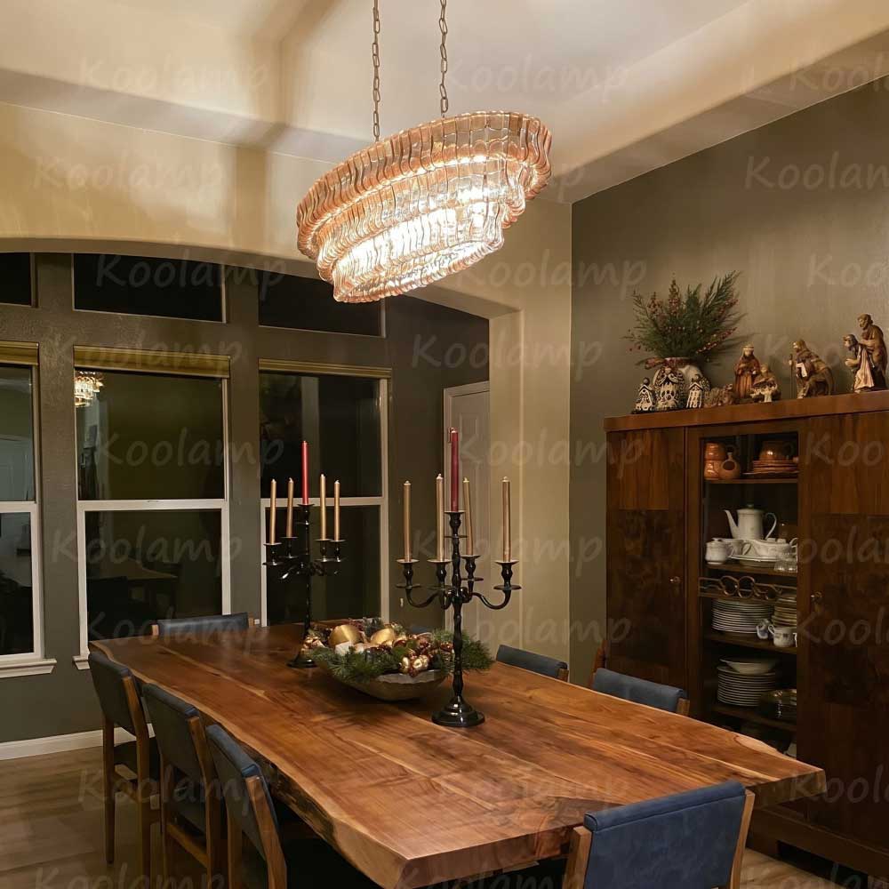 KL Ghiaccios Glass Oval Chandelier 54" 65"