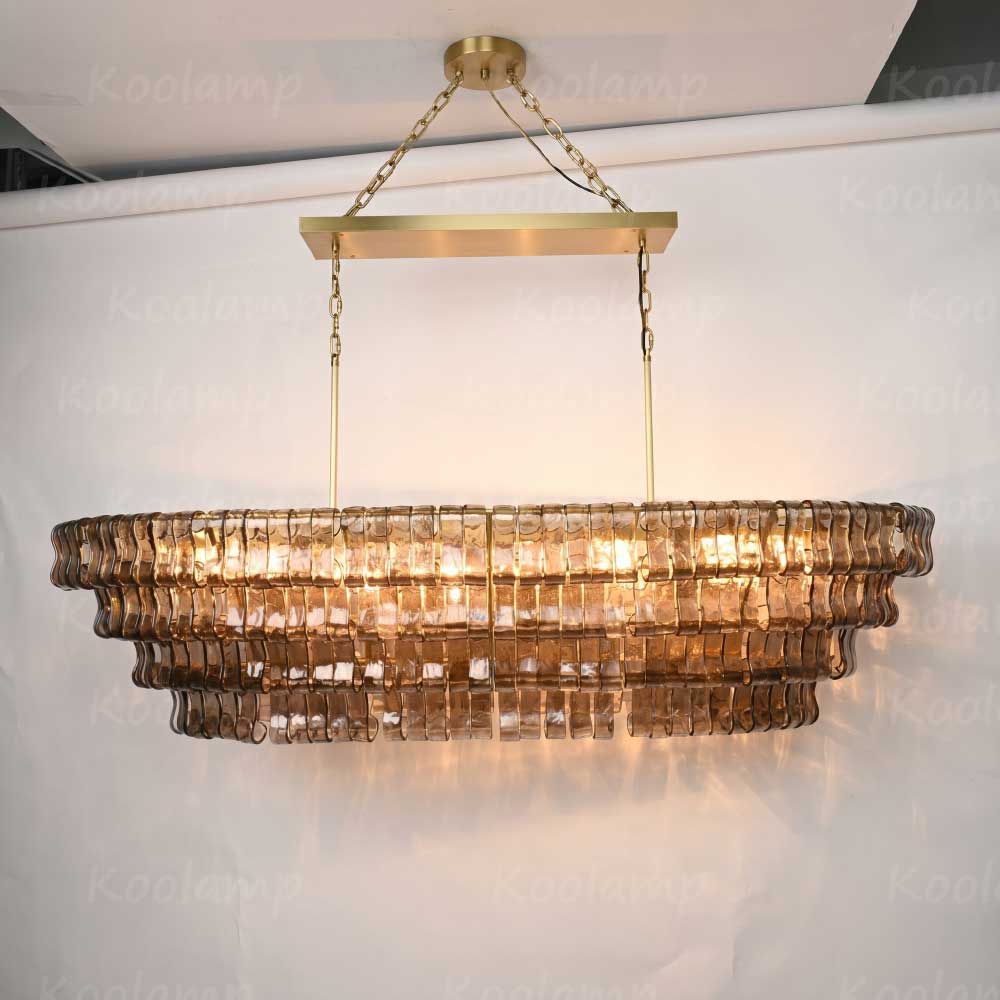 KL Ghiaccios Glass Oval Chandelier 54" 65"