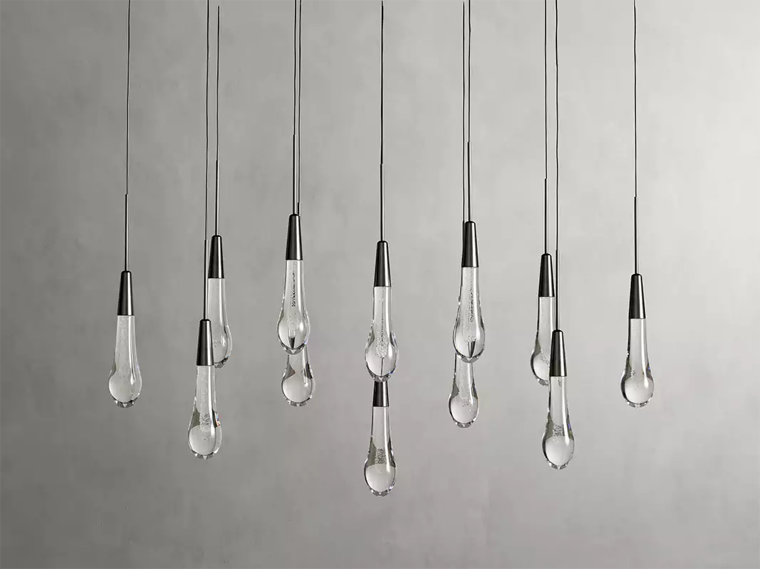KL Solitaire Raindrop Linear Chandelier