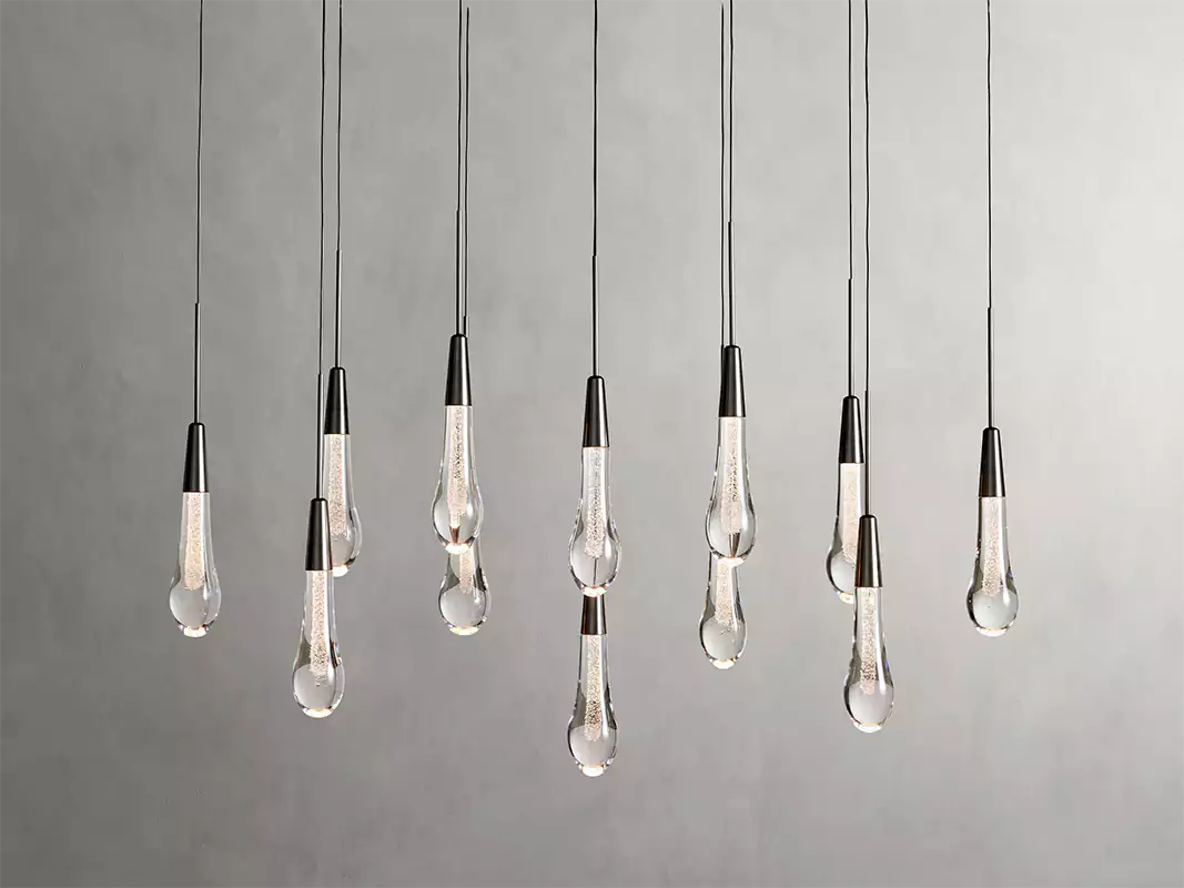 KL Solitaire Raindrop Linear Chandelier