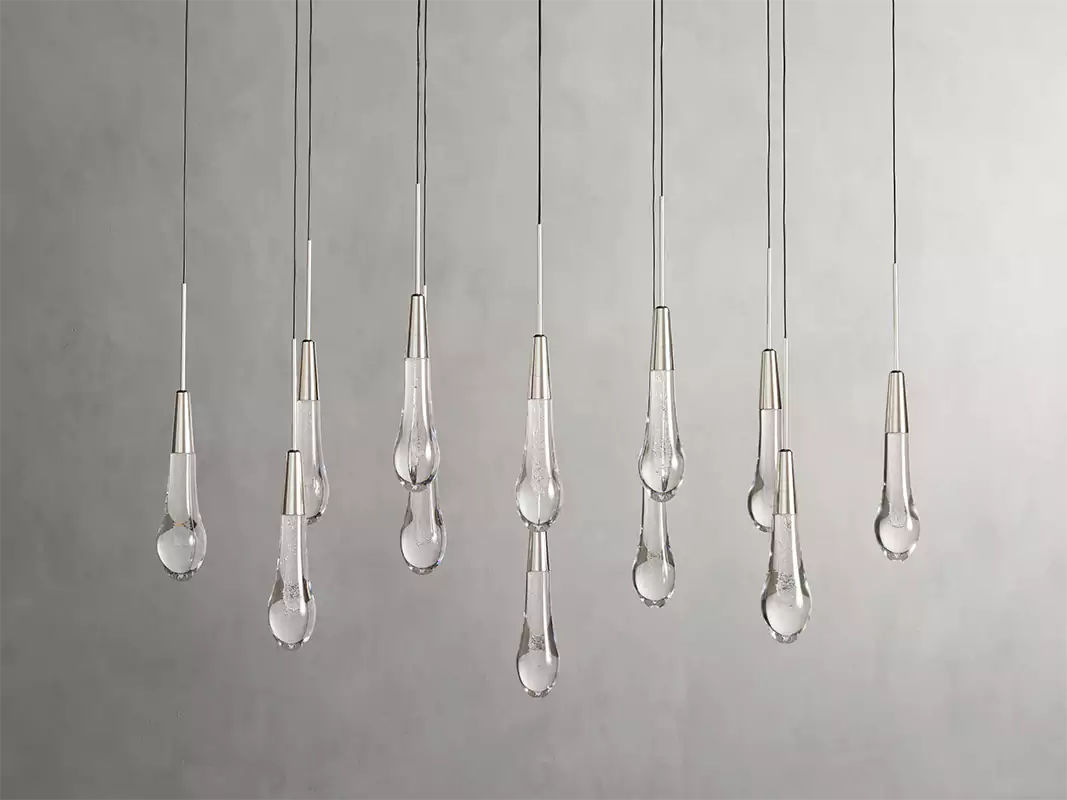 KL Solitaire Raindrop Linear Chandelier