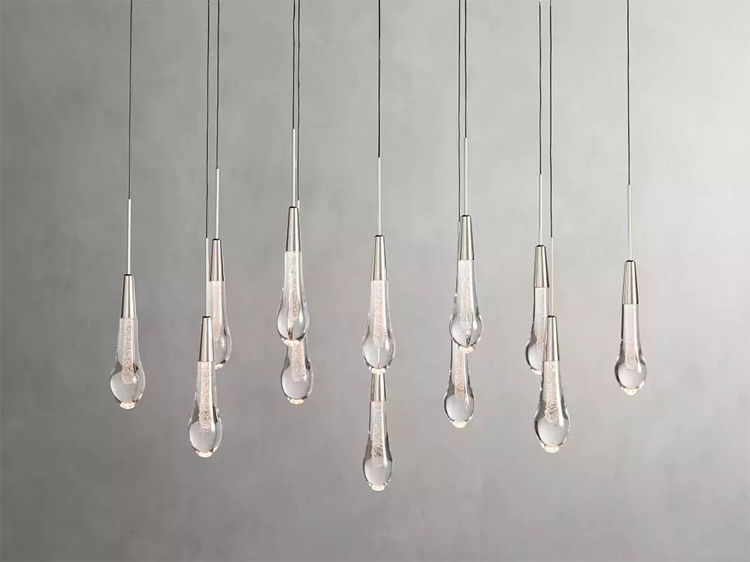 KL Solitaire Raindrop Linear Chandelier