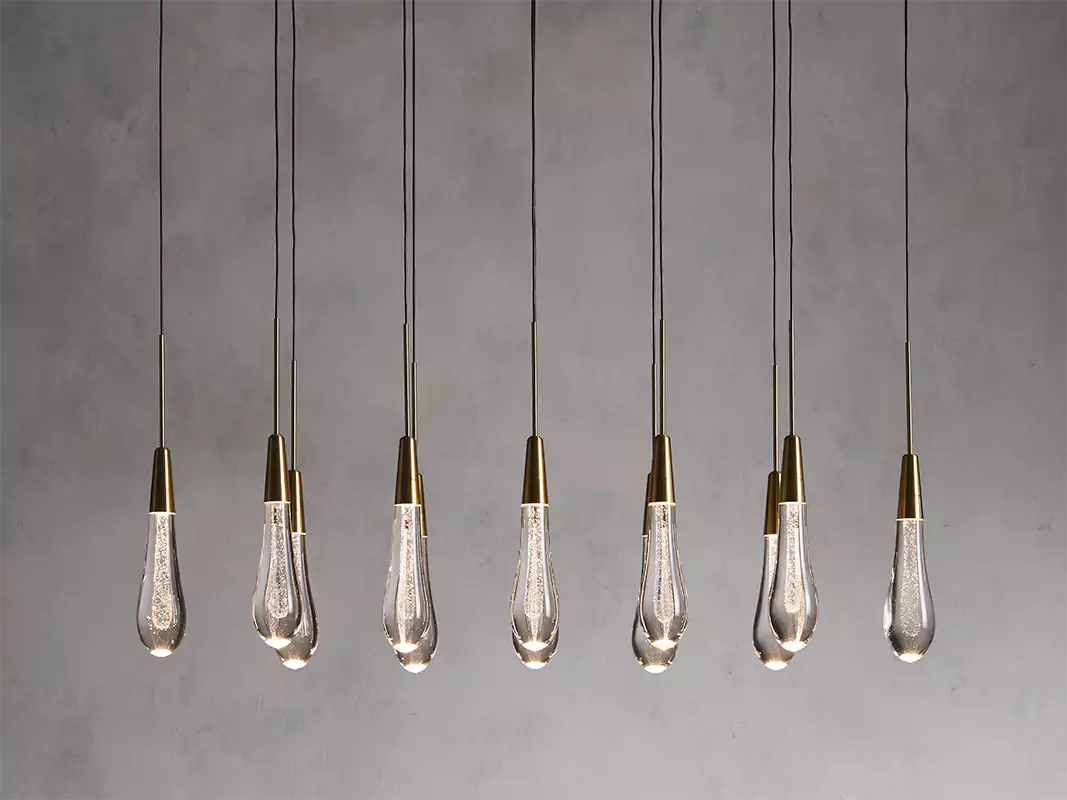KL Solitaire Raindrop Linear Chandelier
