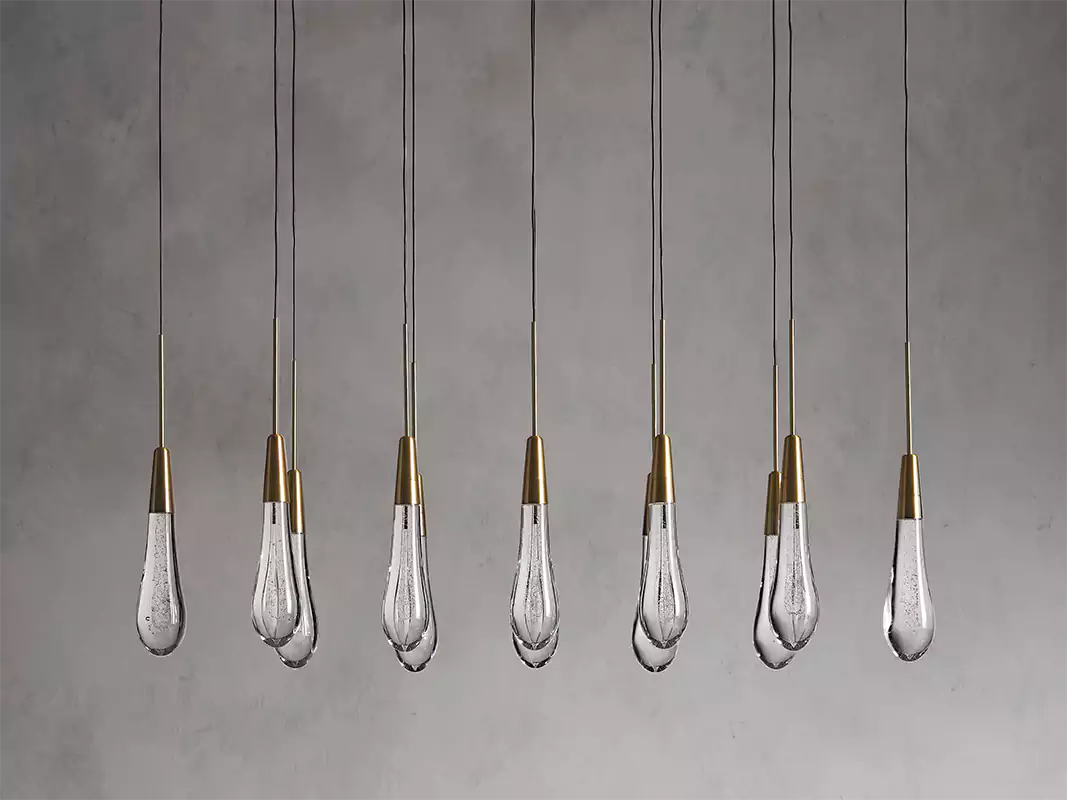 KL Solitaire Raindrop Linear Chandelier
