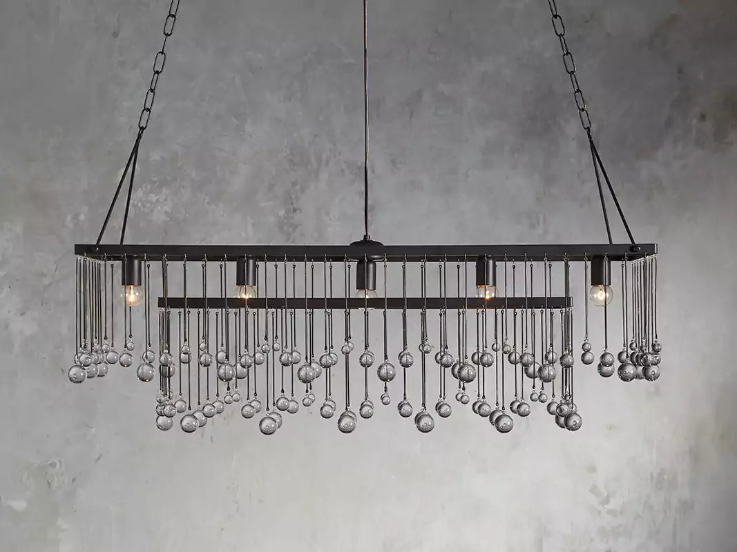 KL Aubray Crystal Ball Rectangular Chandelier 47" 60"