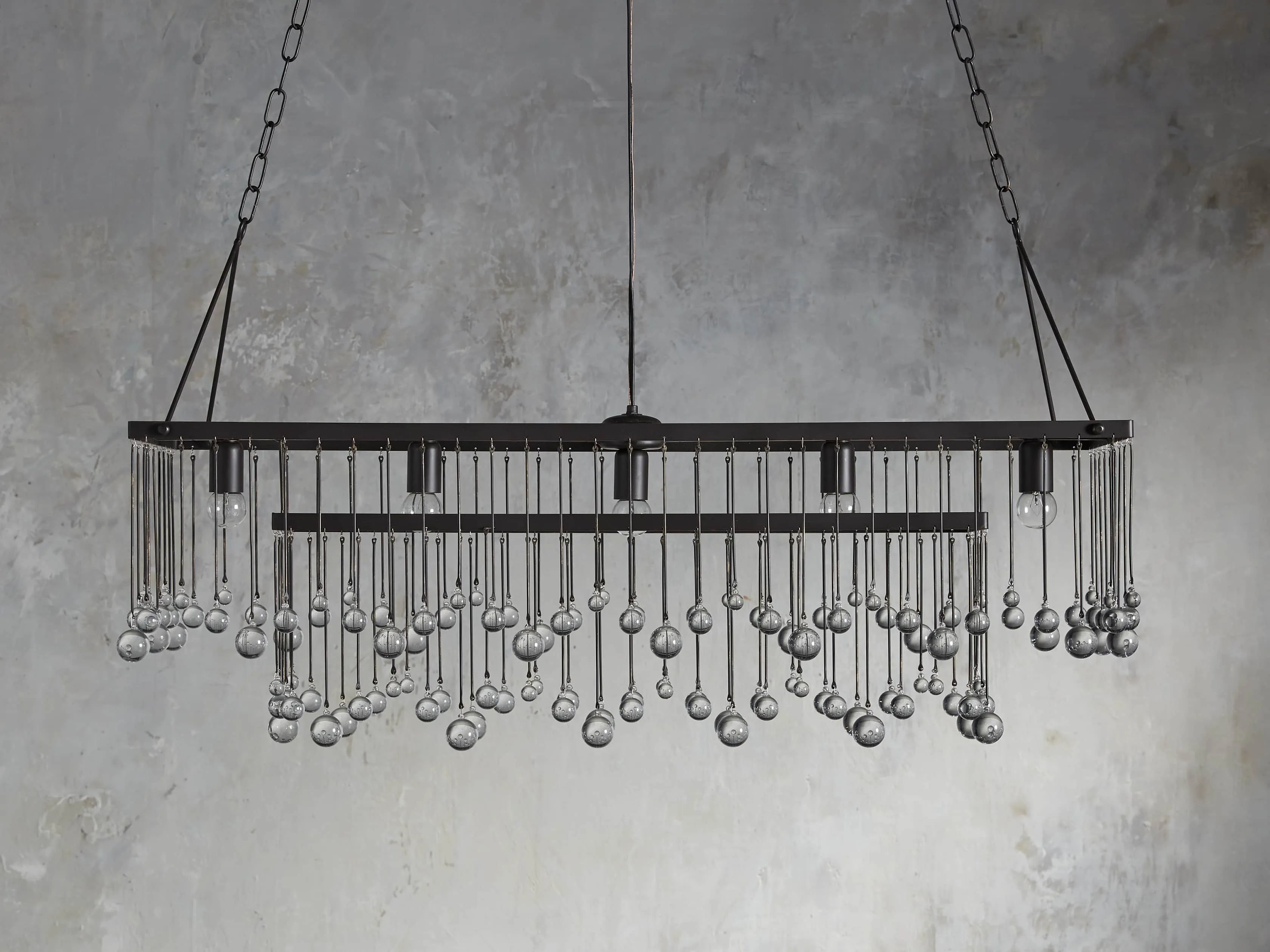 KL Aubray Crystal Ball Rectangular Chandelier 47" 60"