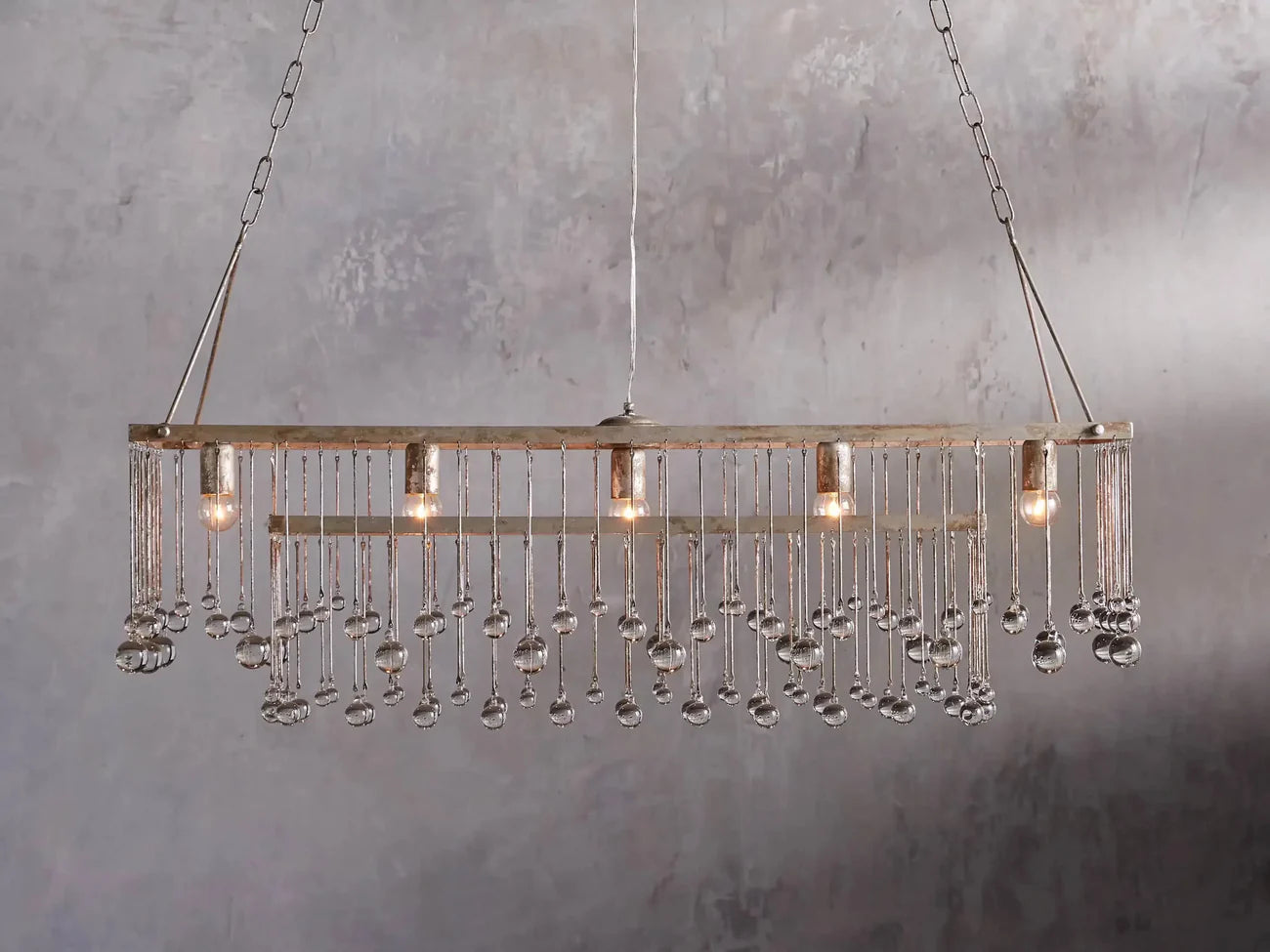 KL Aubray Crystal Ball Rectangular Chandelier 47" 60"