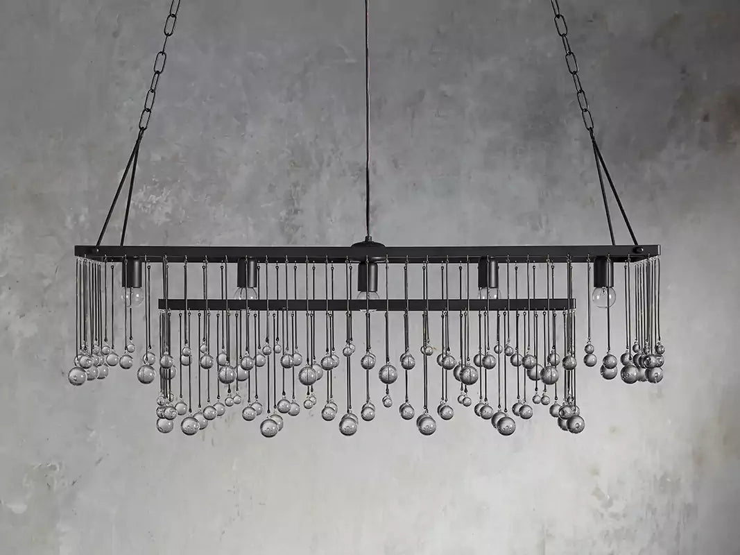 KL Aubray Crystal Ball Rectangular Chandelier 47" 60"