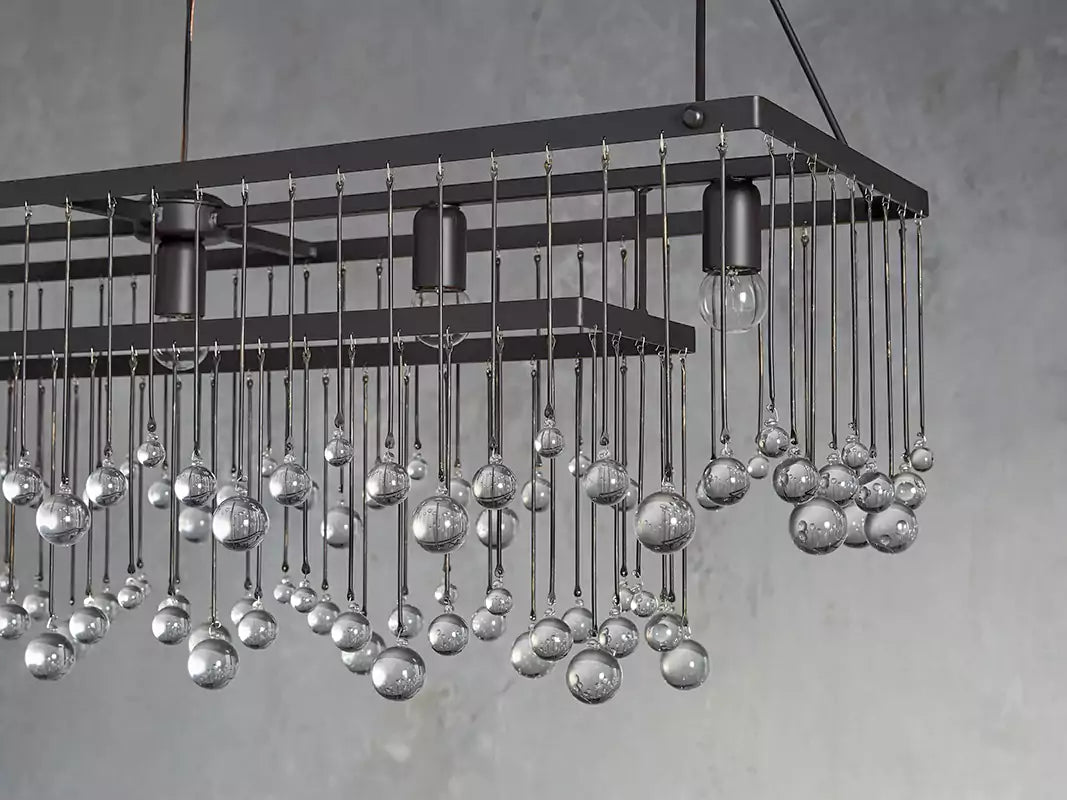 KL Aubray Crystal Ball Rectangular Chandelier 47" 60"