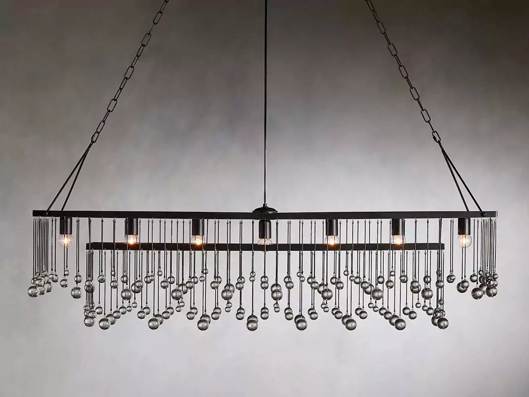 KL Aubray Crystal Ball Rectangular Chandelier 47" 60"