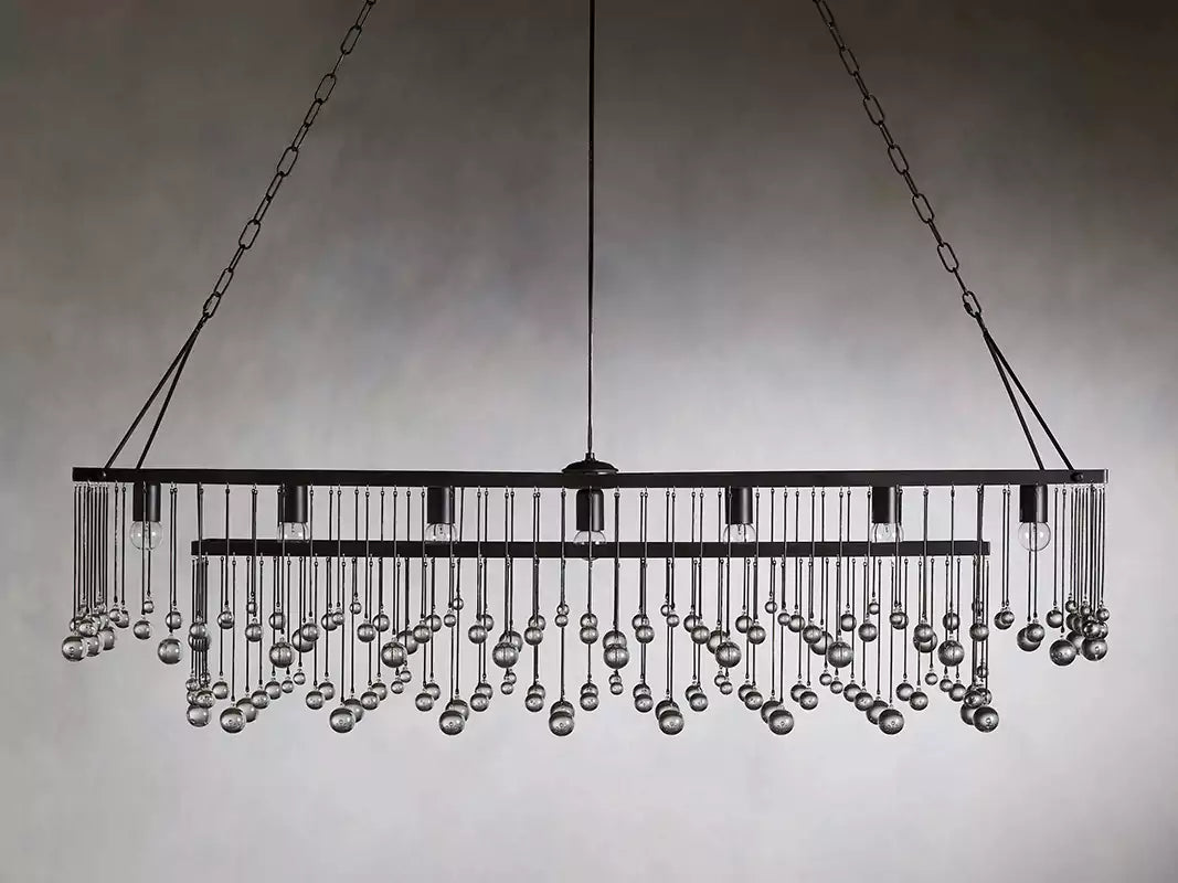 KL Aubray Crystal Ball Rectangular Chandelier 47" 60"
