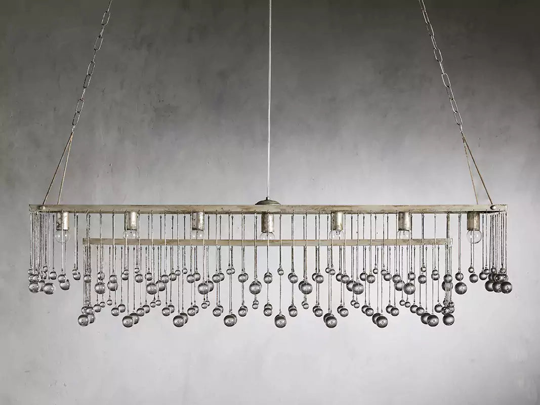 KL Aubray Crystal Ball Rectangular Chandelier 47" 60"