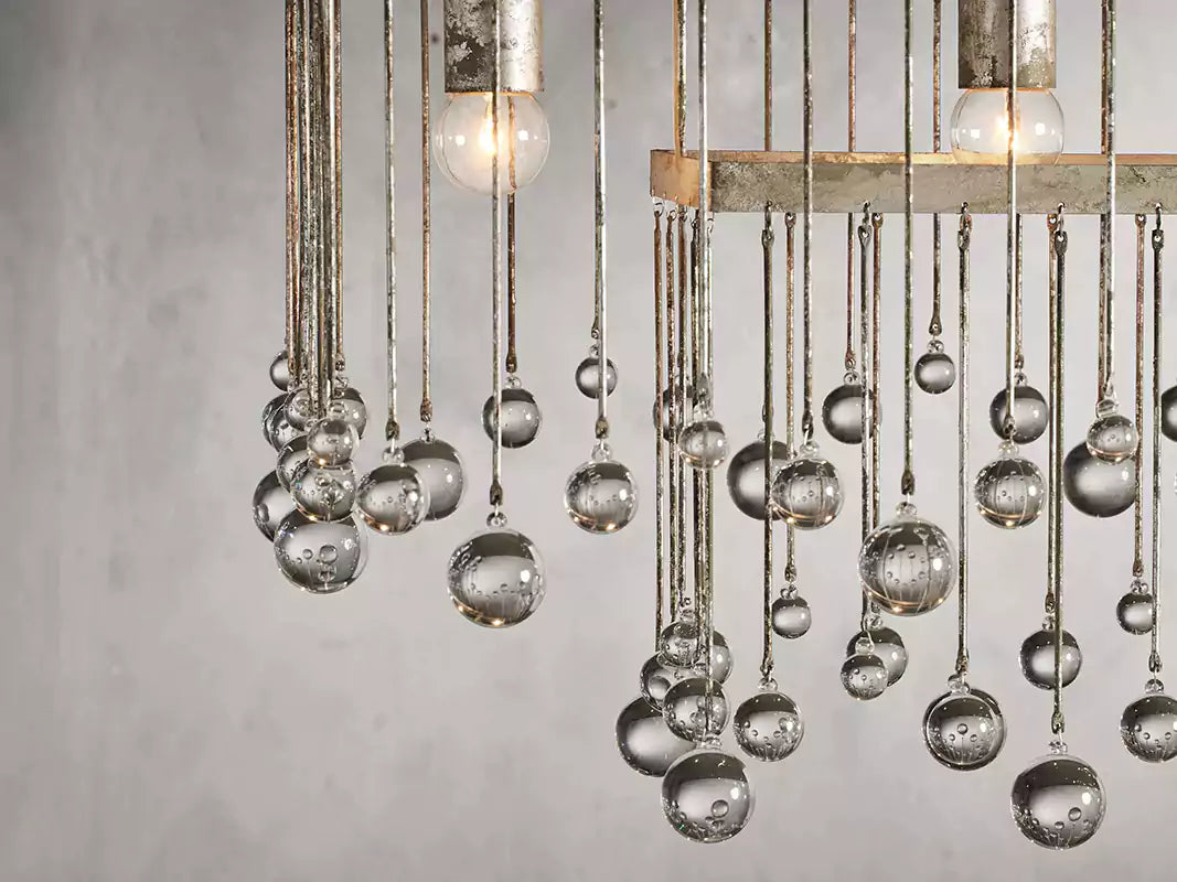 KL Aubray Crystal Ball Rectangular Chandelier 47" 60"