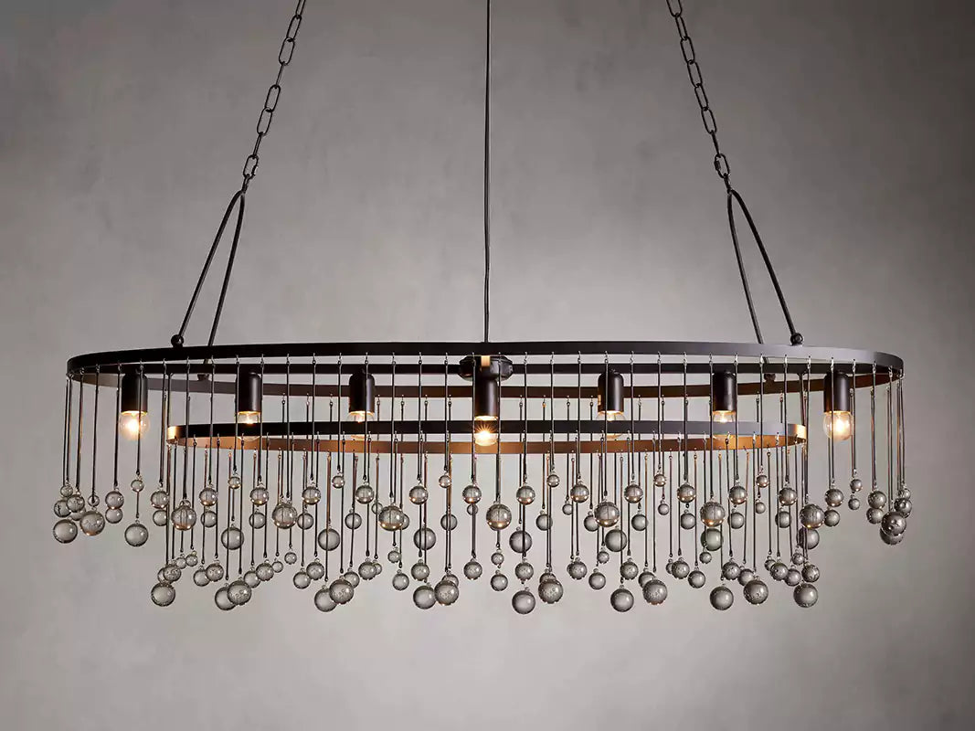 KL Aubray Crystal Ball Oval Chandelier