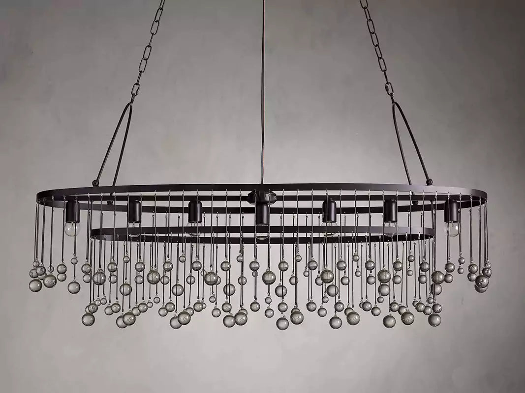 KL Aubray Crystal Ball Oval Chandelier