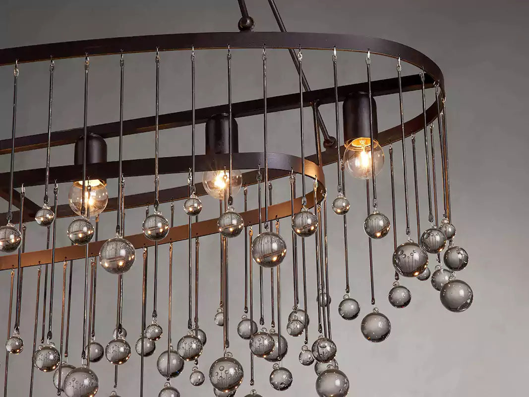 KL Aubray Crystal Ball Oval Chandelier