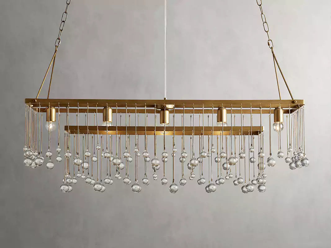 KL Aubray Crystal Ball Rectangular Chandelier 47" 60"