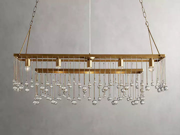KL Aubray Crystal Ball Rectangular Chandelier 47" 60"