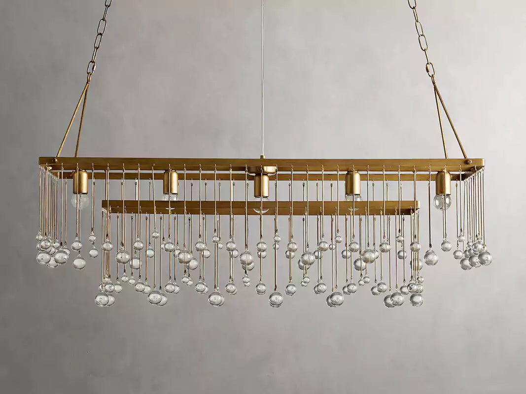 KL Aubray Crystal Ball Rectangular Chandelier 47" 60"