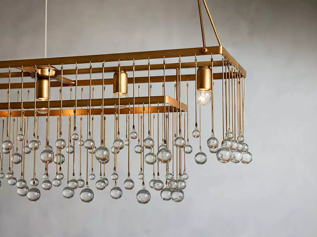 KL Aubray Crystal Ball Rectangular Chandelier 47" 60"