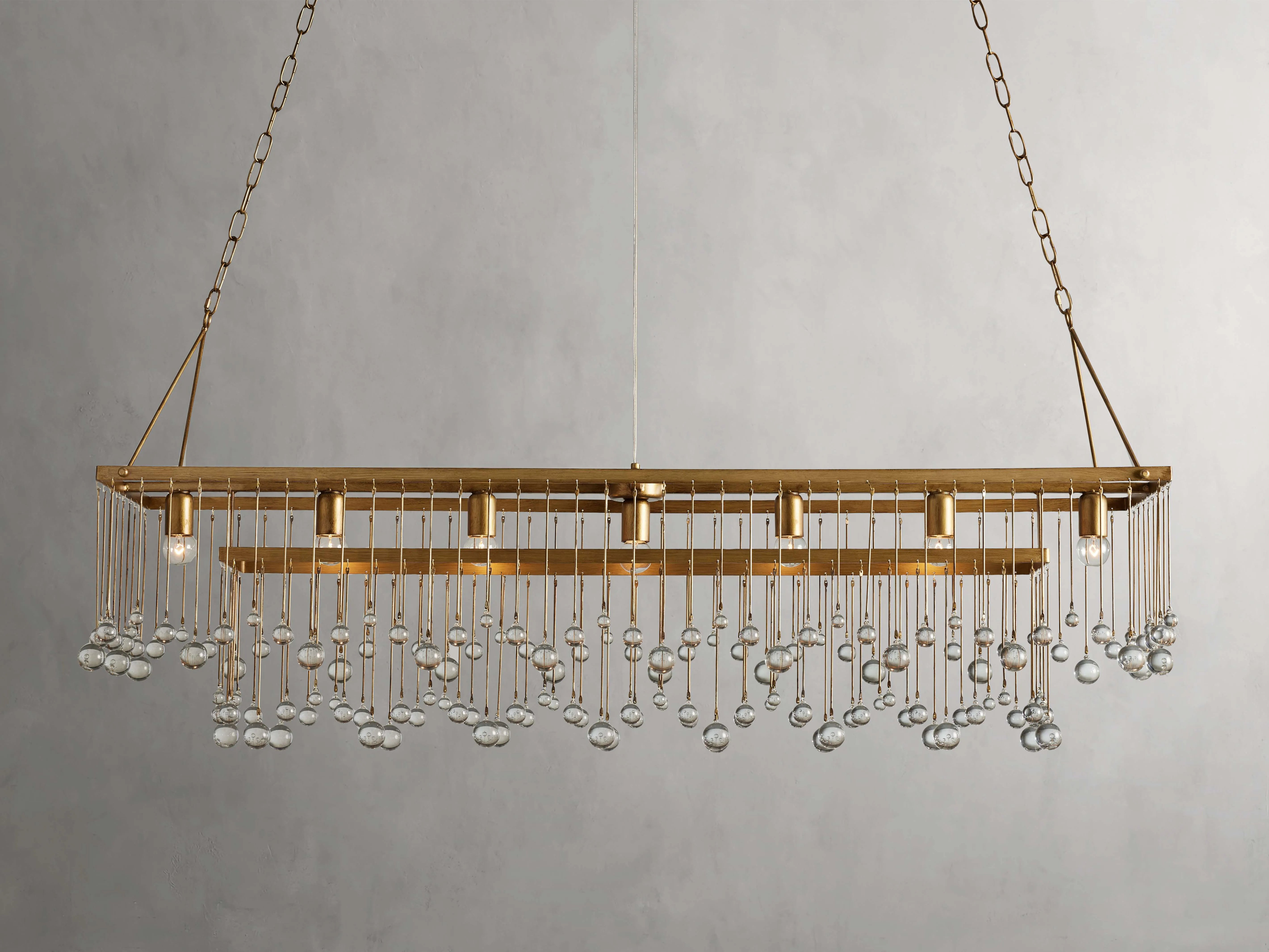 KL Aubray Crystal Ball Rectangular Chandelier 47" 60"
