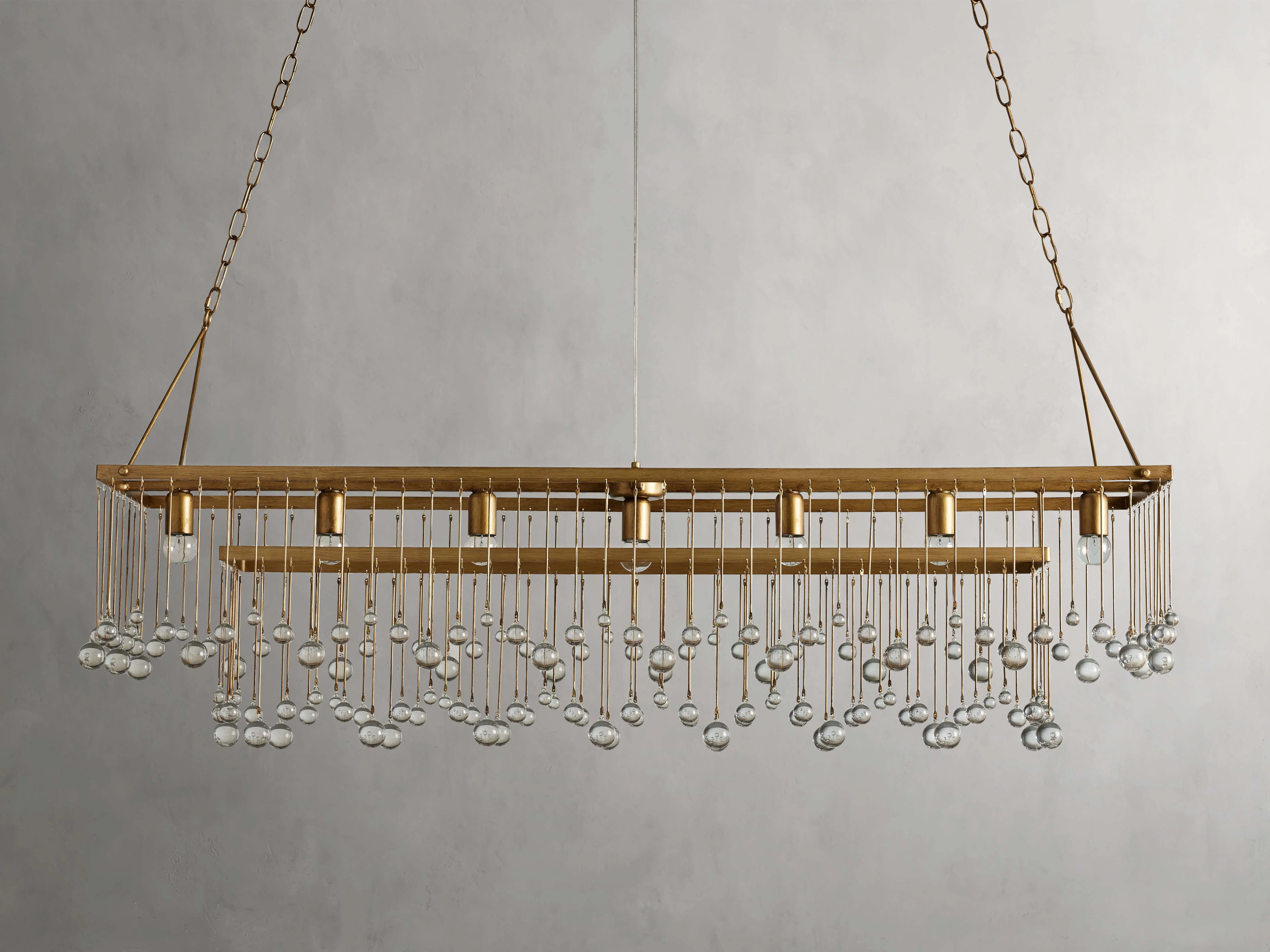KL Aubray Crystal Ball Rectangular Chandelier 47" 60"