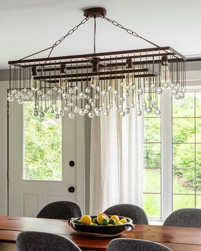 KL Aubray Crystal Ball Rectangular Chandelier 47" 60"