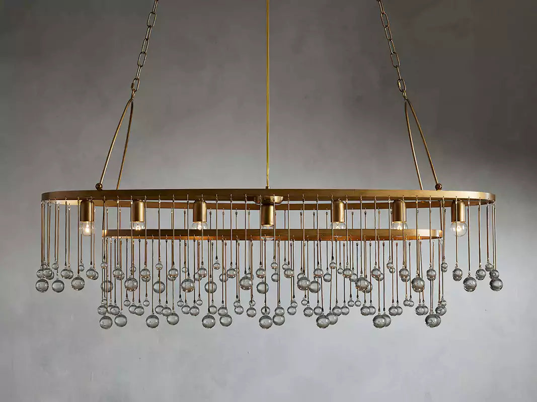 KL Aubray Crystal Ball Oval Chandelier