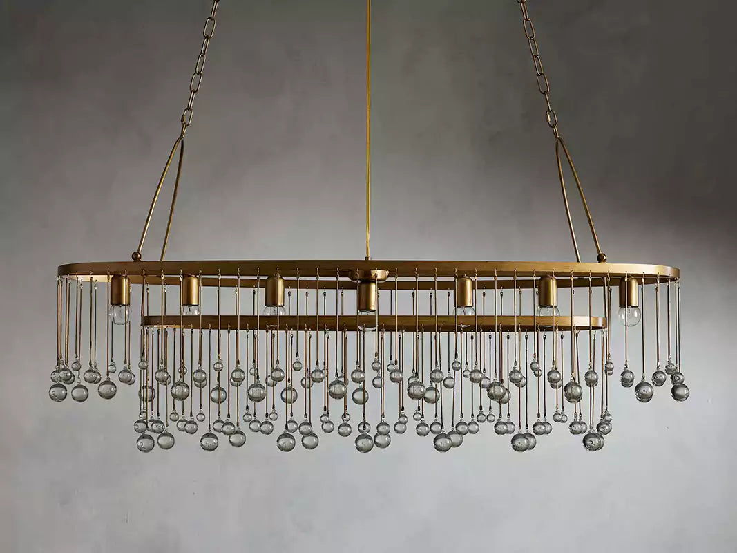 KL Aubray Crystal Ball Oval Chandelier