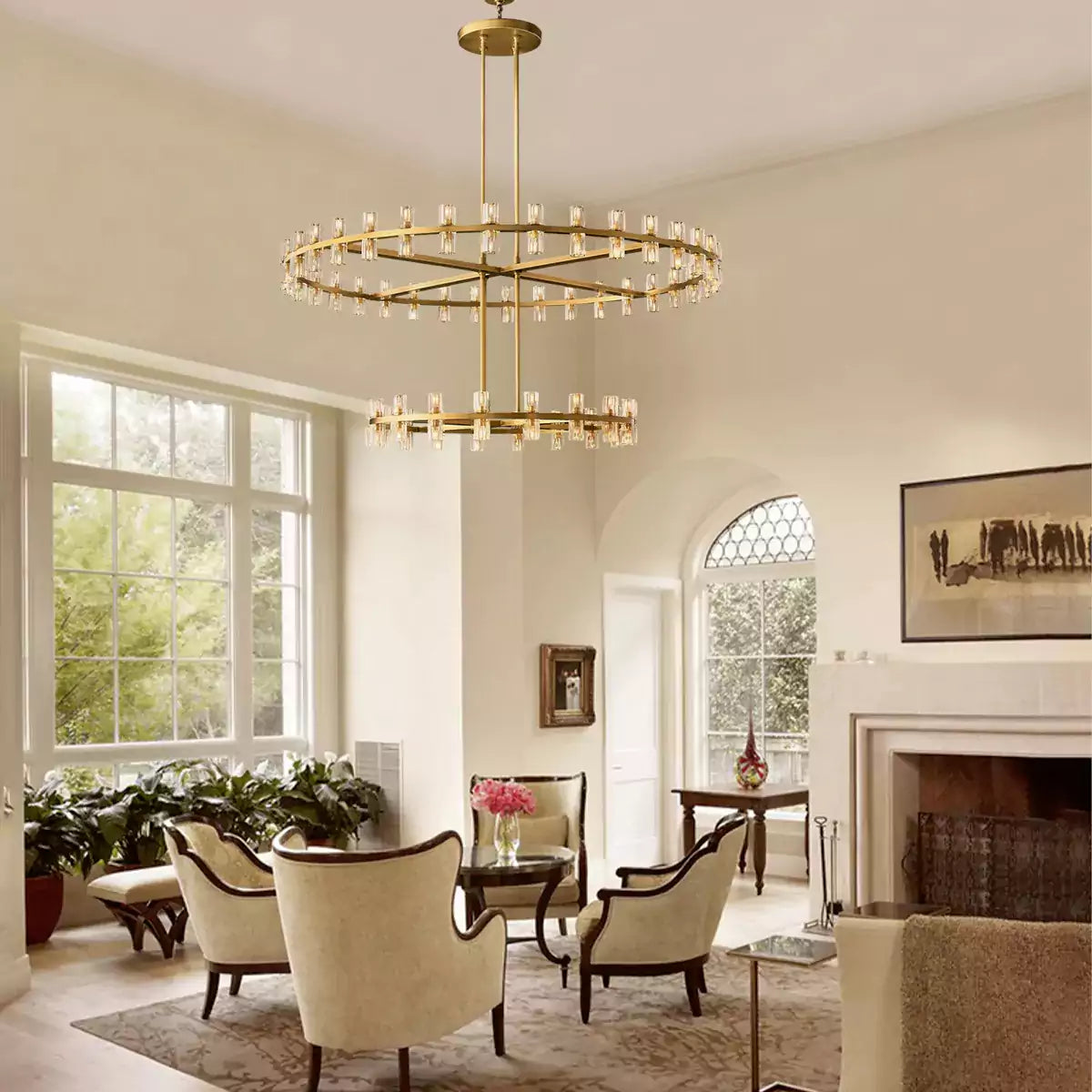 KL Arcachen LED Round Two Tier Chandelier 60"