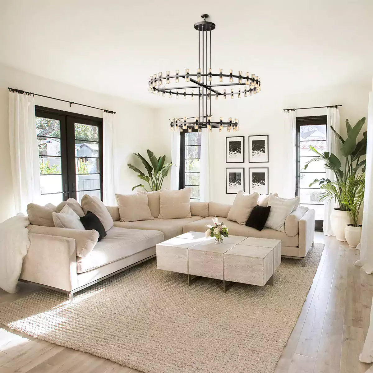 KL Arcachen LED Round Two Tier Chandelier 60"