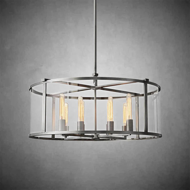 KL Becker Glass Lantern Modern Round Chandelier 33"