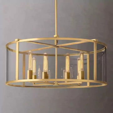 KL Becker Glass Lantern Modern Round Chandelier 33"