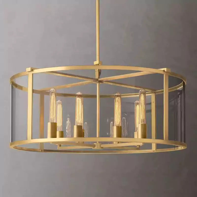 KL Becker Glass Lantern Modern Round Chandelier 33"
