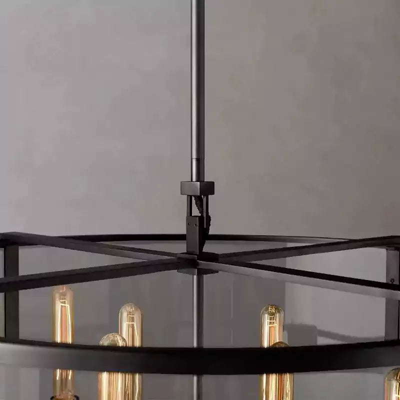 KL Becker Glass Lantern Modern Round Chandelier 33"