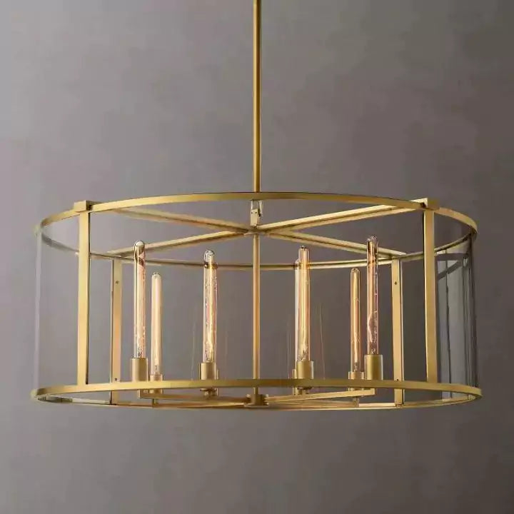 KL Becker Glass Lantern Modern Round Chandelier 44"