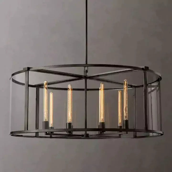 KL Becker Glass Lantern Modern Round Chandelier 44"