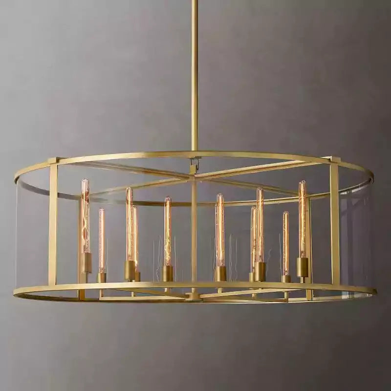 KL Becker Glass Lantern Modern Round Chandelier 55"