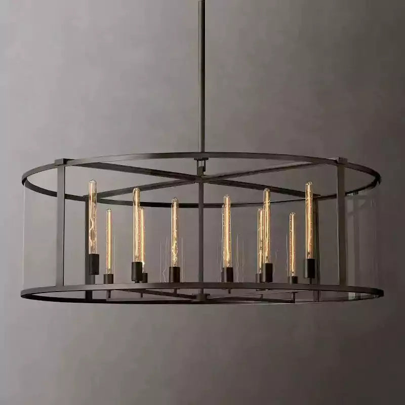 KL Becker Glass Lantern Modern Round Chandelier 55"